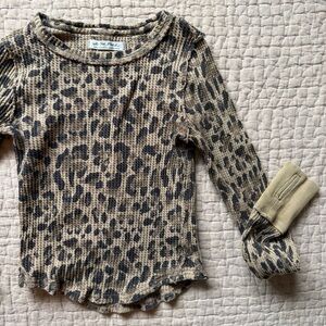 Free People Leopard Print Long Sleeve Top